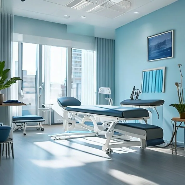 Physiotherapeutische Behandlung in einer hellen Praxis